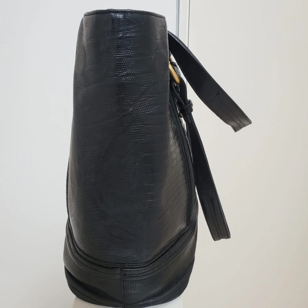 Brahmin Large Black Bucket Leather Tote
